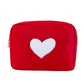 XL Heart Cosmetic Bag: Red