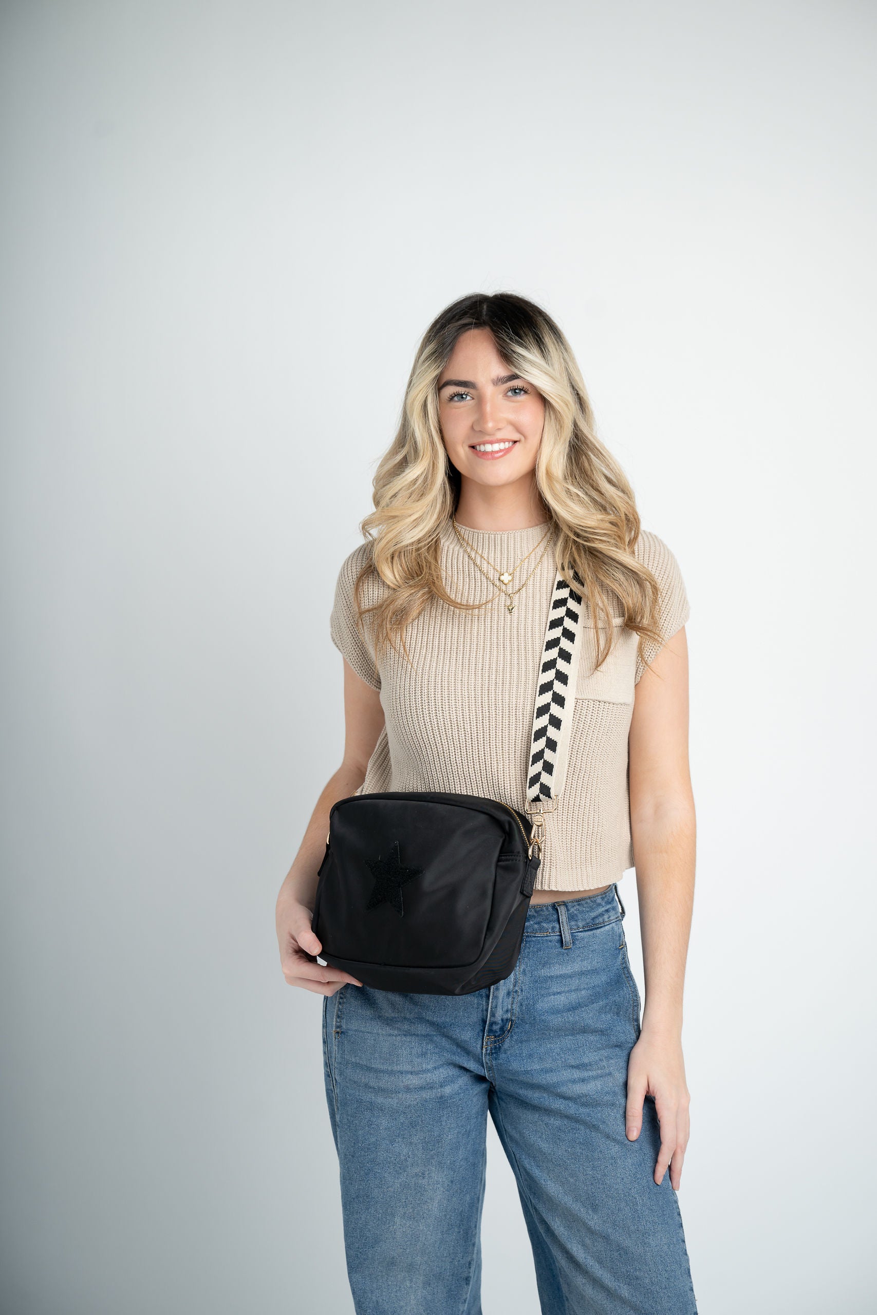 Black Star Large OG Crossbody with the Rho Strap