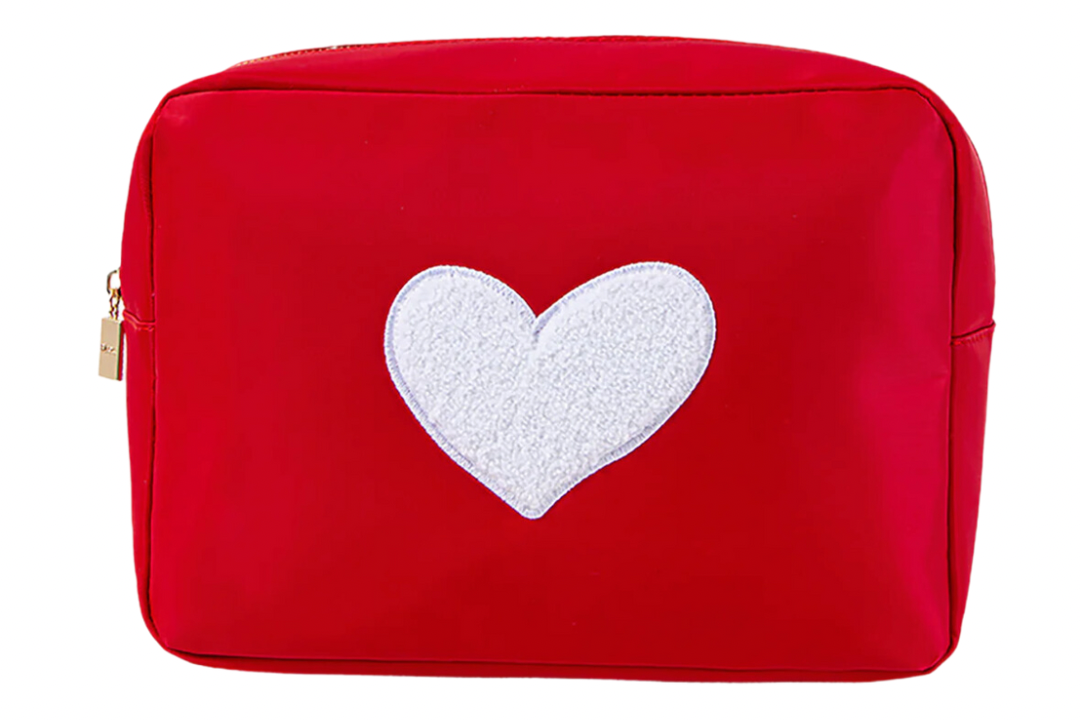 XL Heart Cosmetic Bag: Red