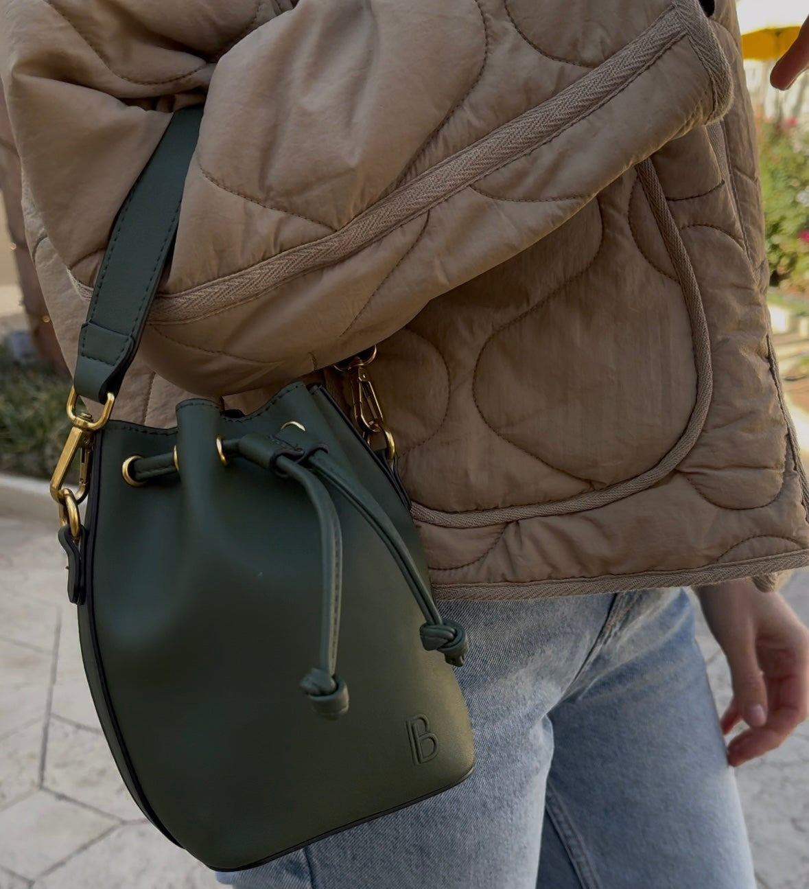 Mini Bucket Bag: Dark Olive
