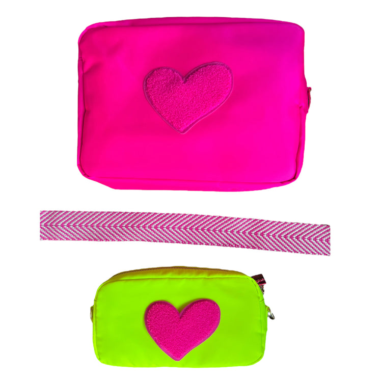 Hot Pink XL with Hot Pink Heart Crossbody