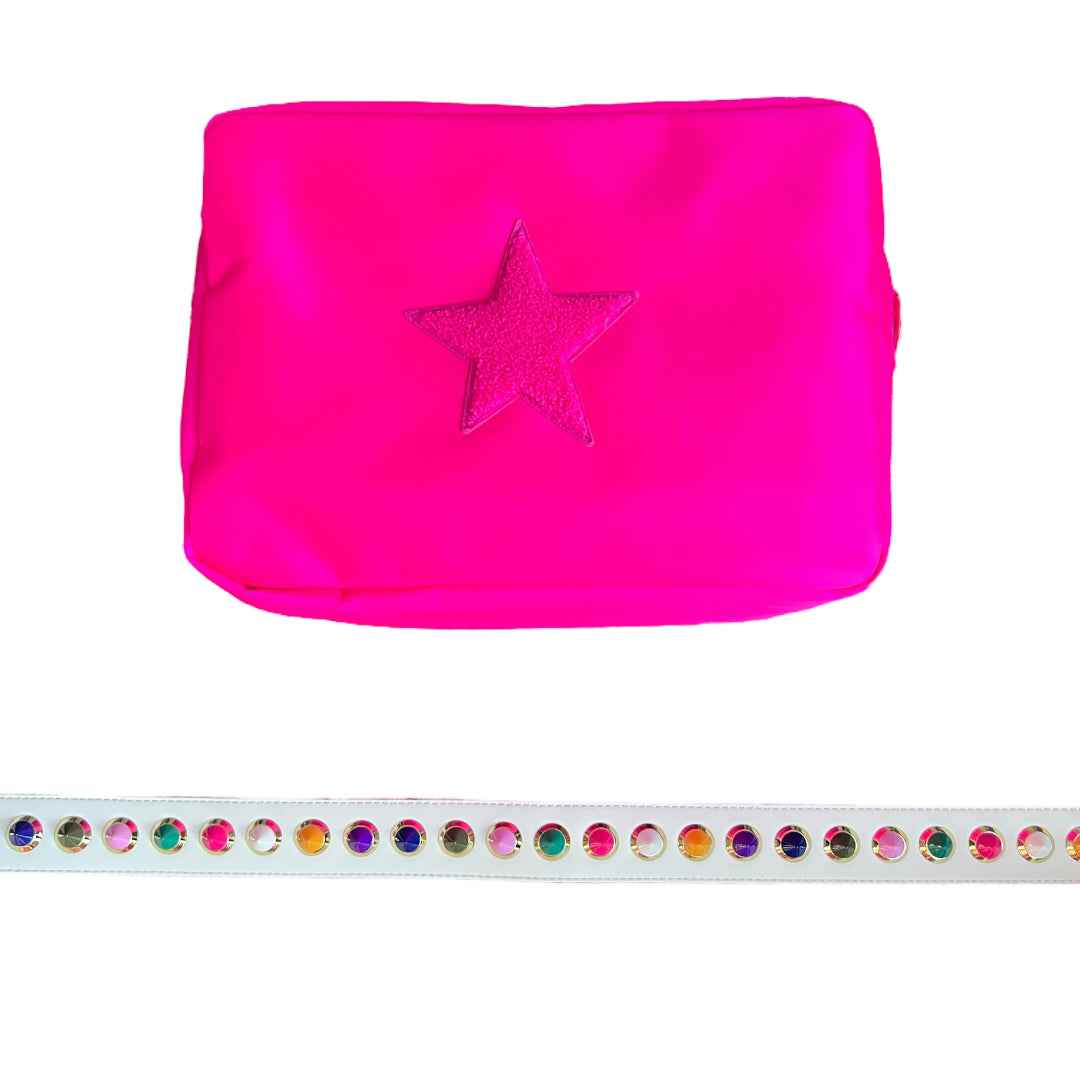 Hot Pink Star Crossbody w/ Handle Purse