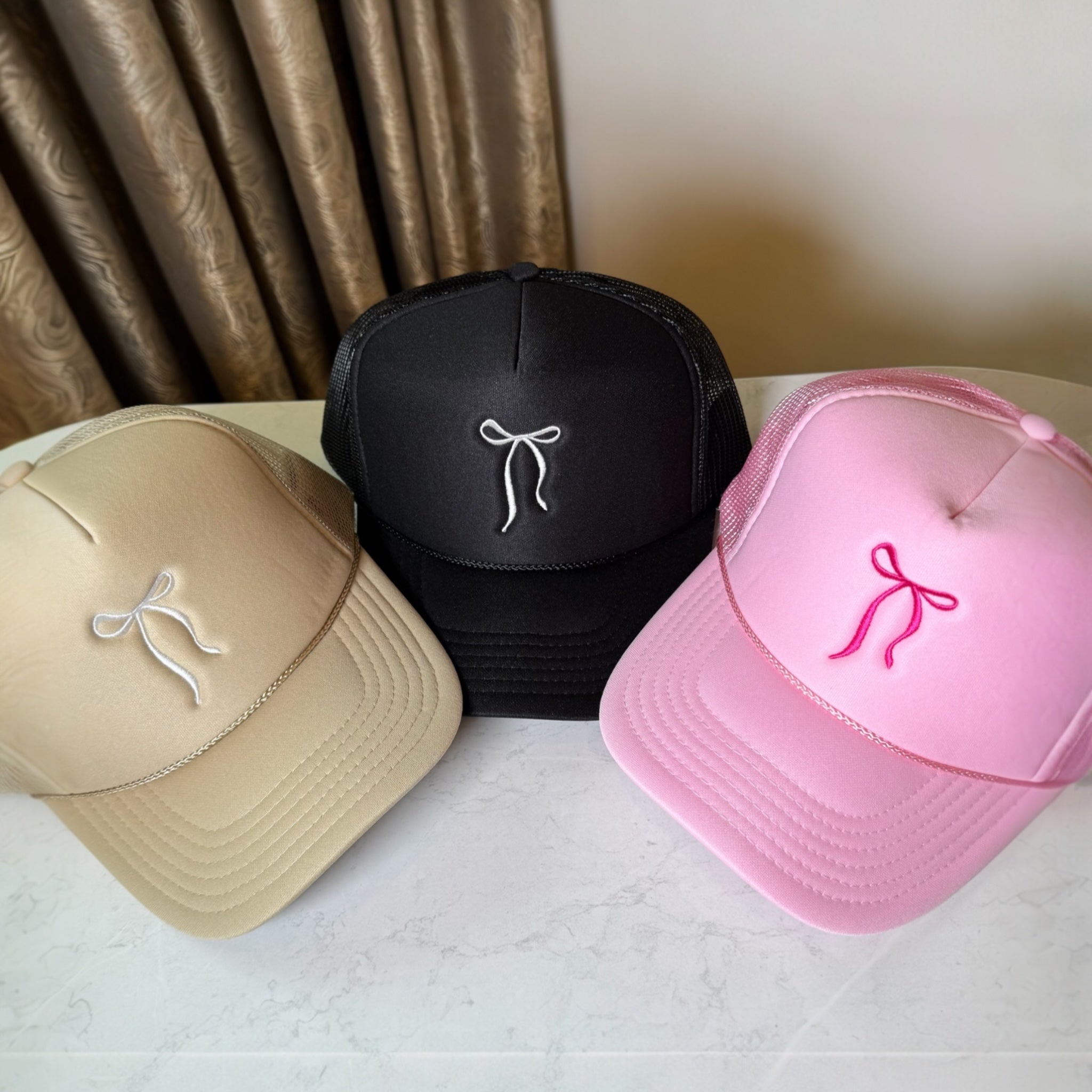 Embroidered Bow Trucker Hat