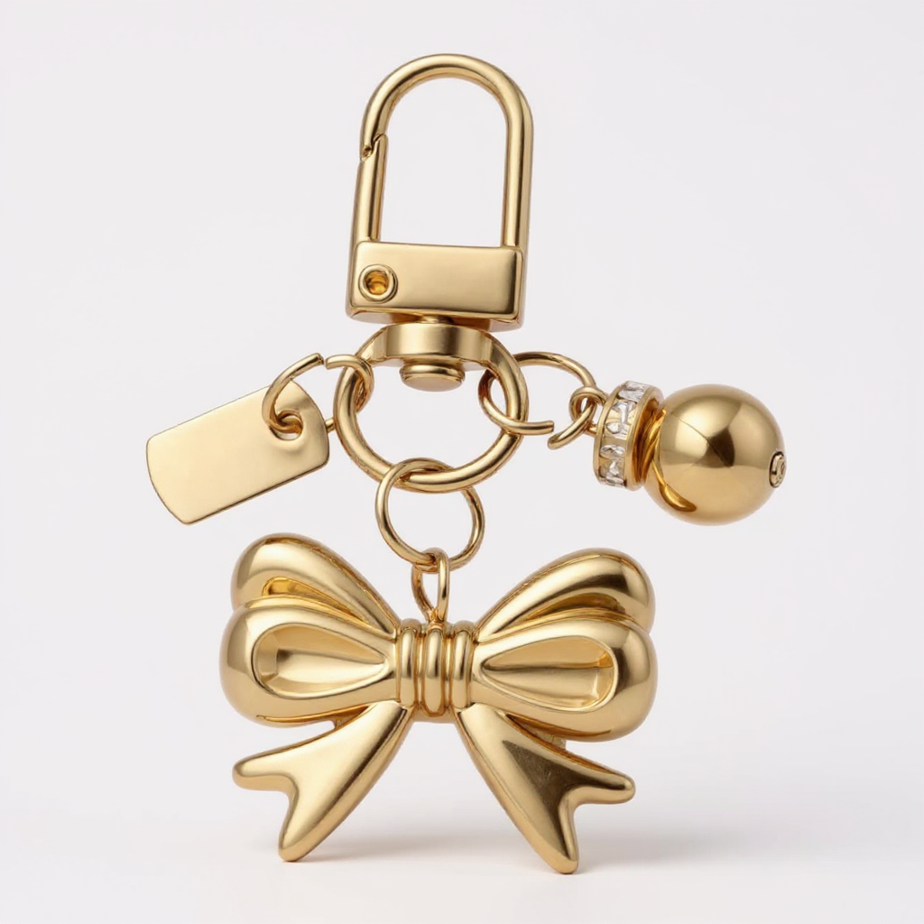 🎁 Gold Bow Bag Charm Keychain (100% off)