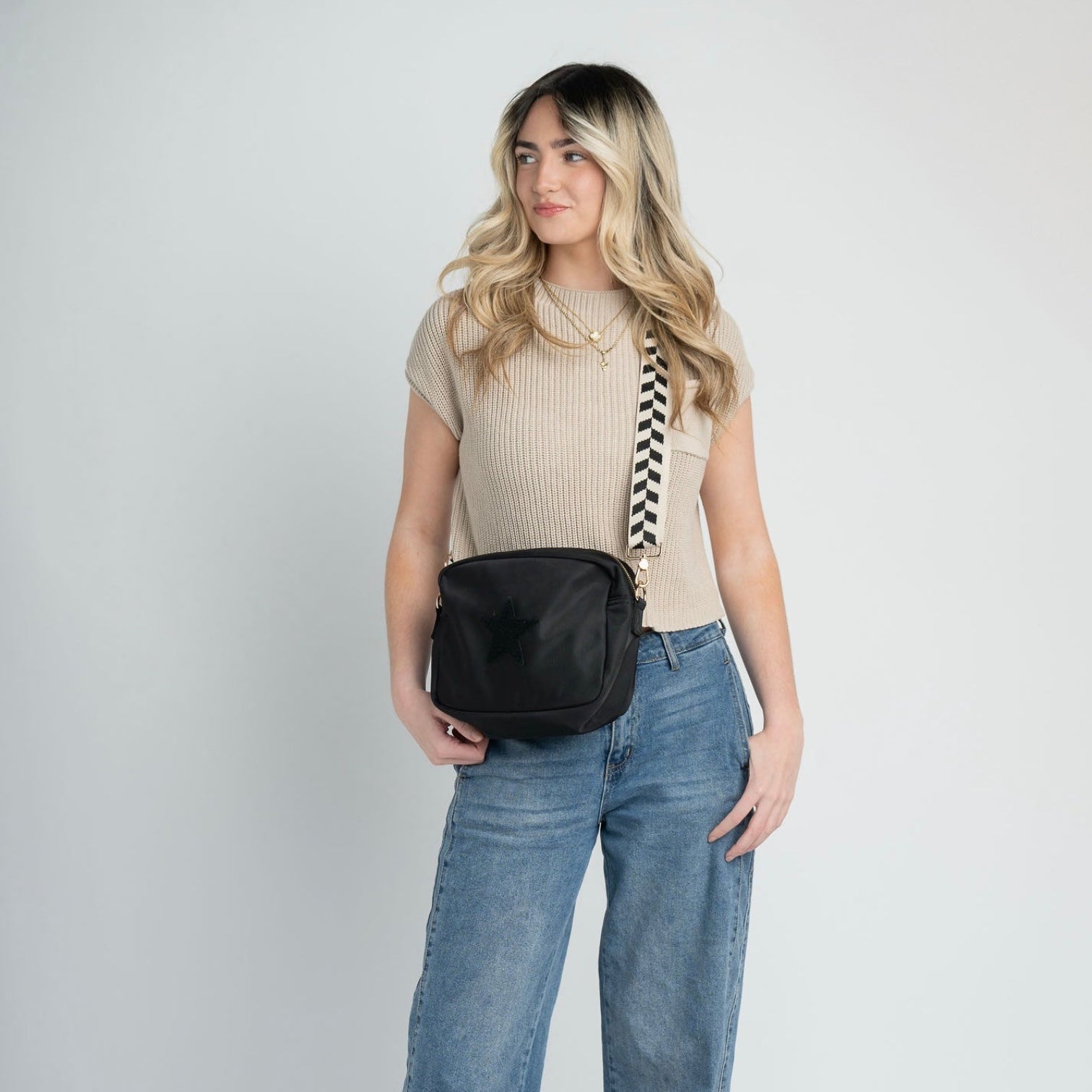 Black Star Large OG Crossbody with the Rho Strap