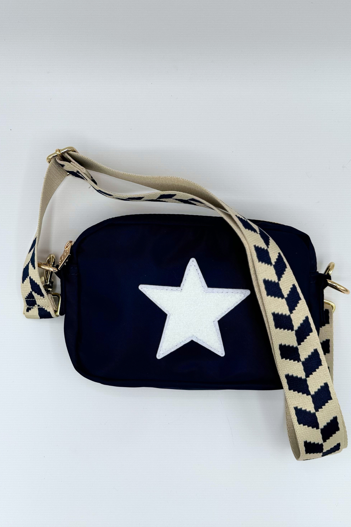 Navy Star Medium Crossbody with the Rho Strap