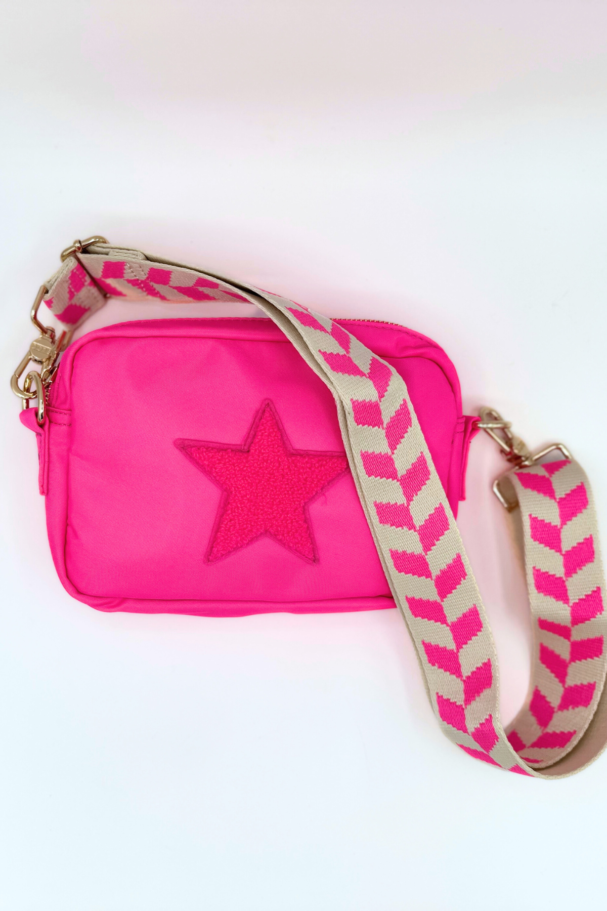 Hot Pink Star Medium Crossbody with the Rho Strap