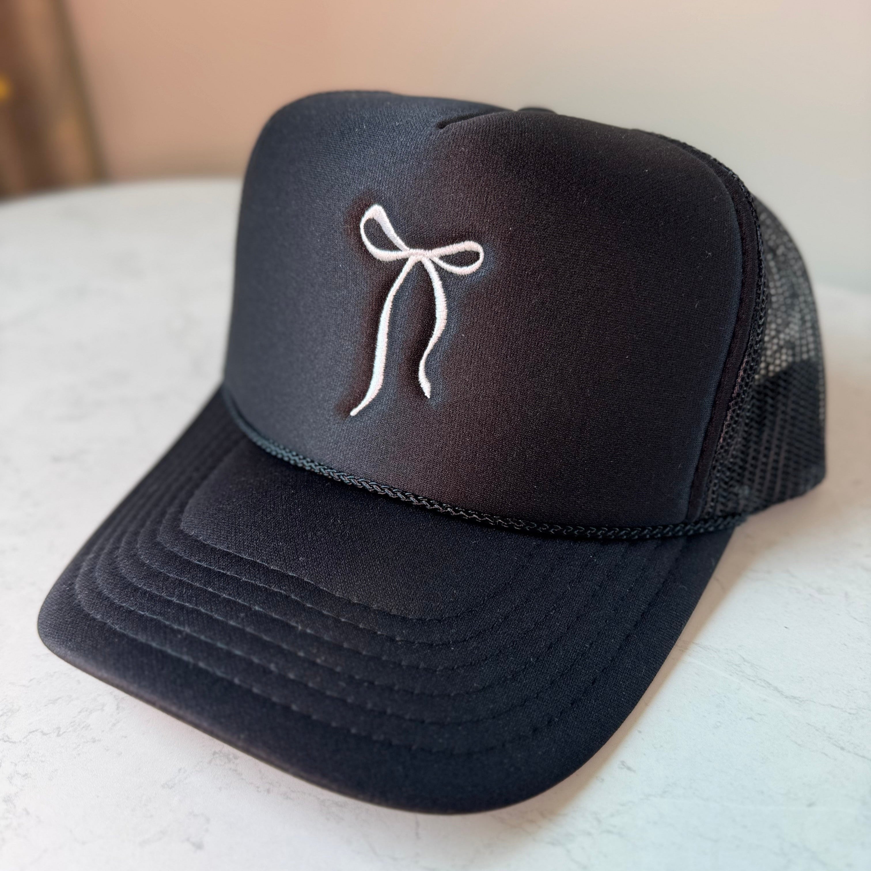 Embroidered Bow Trucker Hat