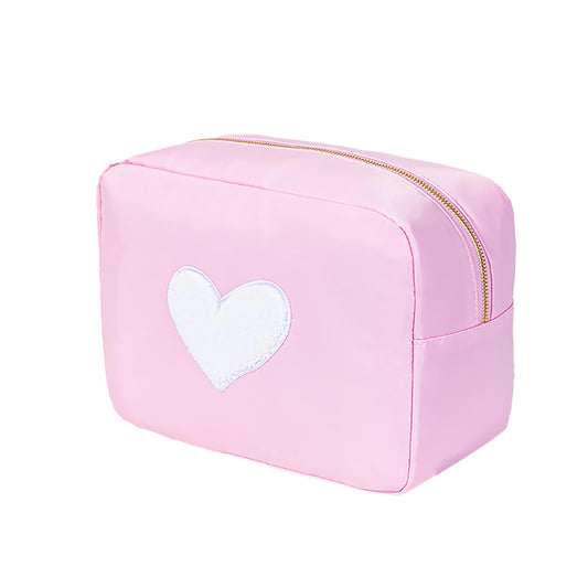 XL Heart Cosmetic Bag: Baby Pink