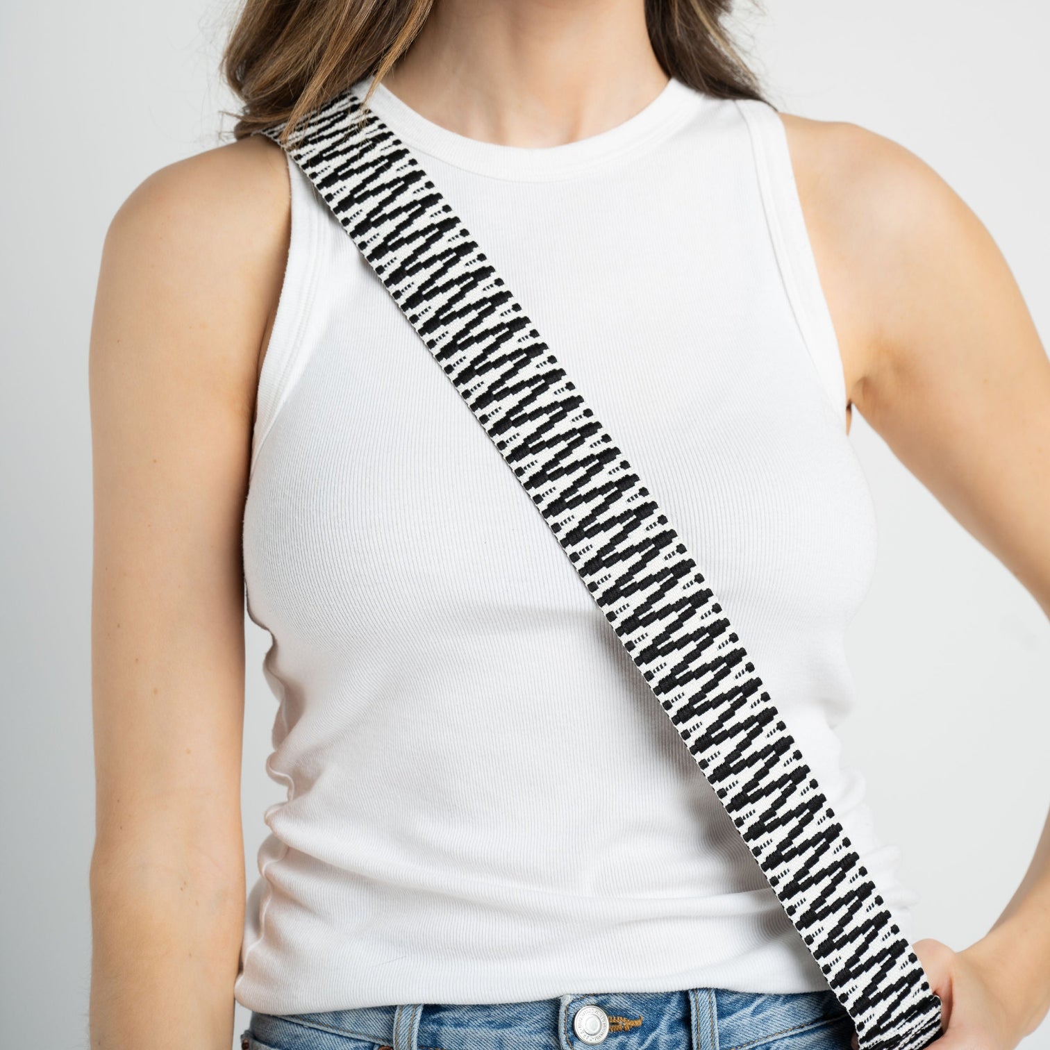 Black and White Woven Strap