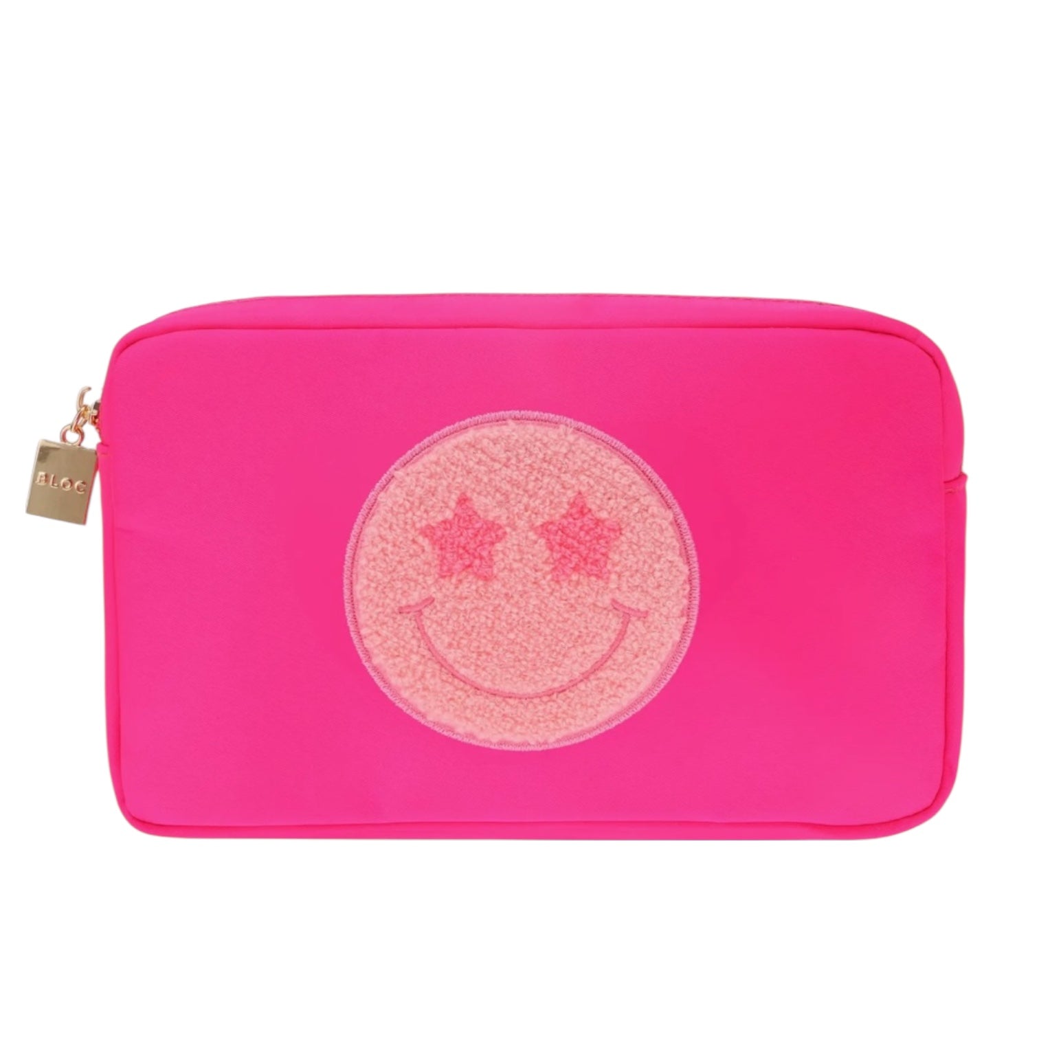 Medium Smiley Beauty Bag: Hot Pink