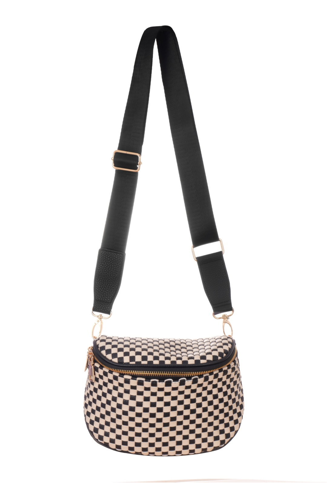 Woven Crossbody: Black & Cream