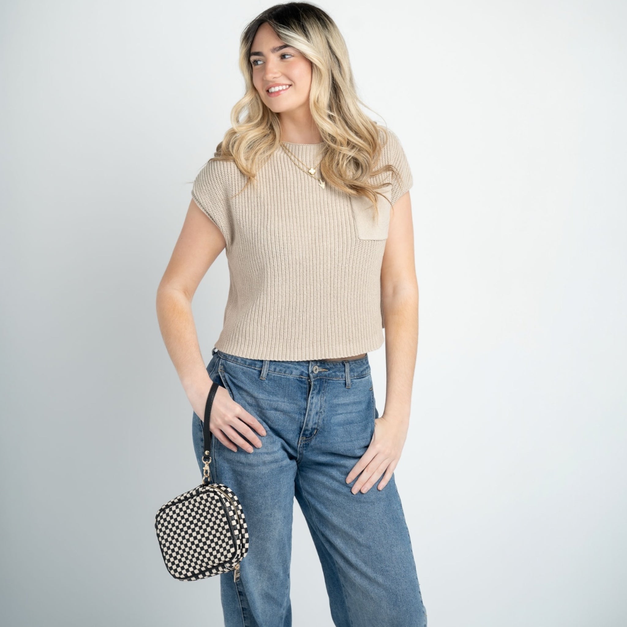 Wristlet: Woven Cream and Black