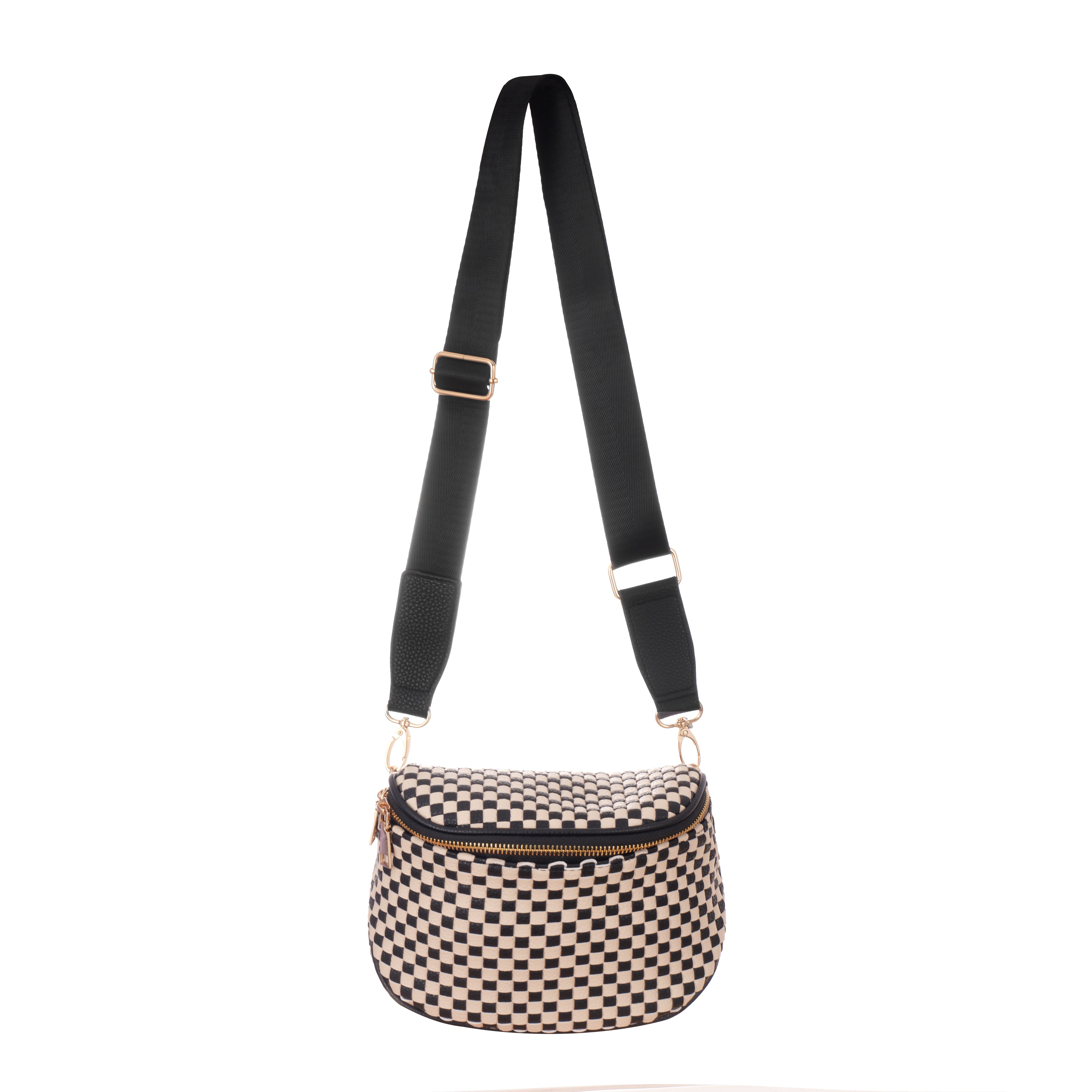 Woven Crossbody: Black & Cream