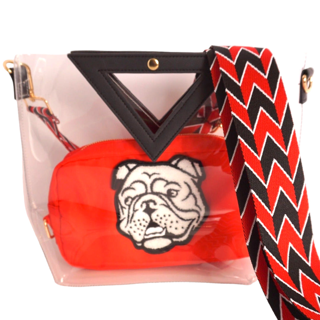 Bulldog Faux Leather Handbag with Shoulder Strap