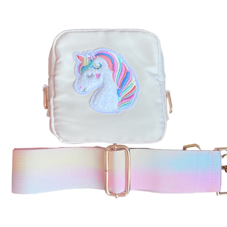 Mini Cream Unicorn Bag with hooks for strap
