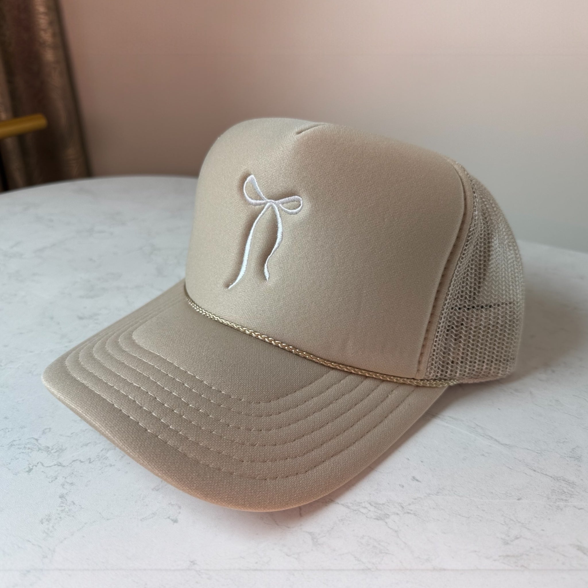 Embroidered Bow Trucker Hat