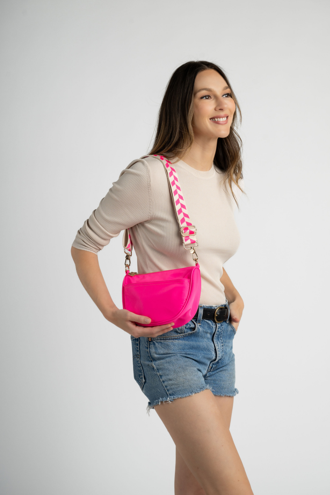 Half Moon Bag: Hot Pink