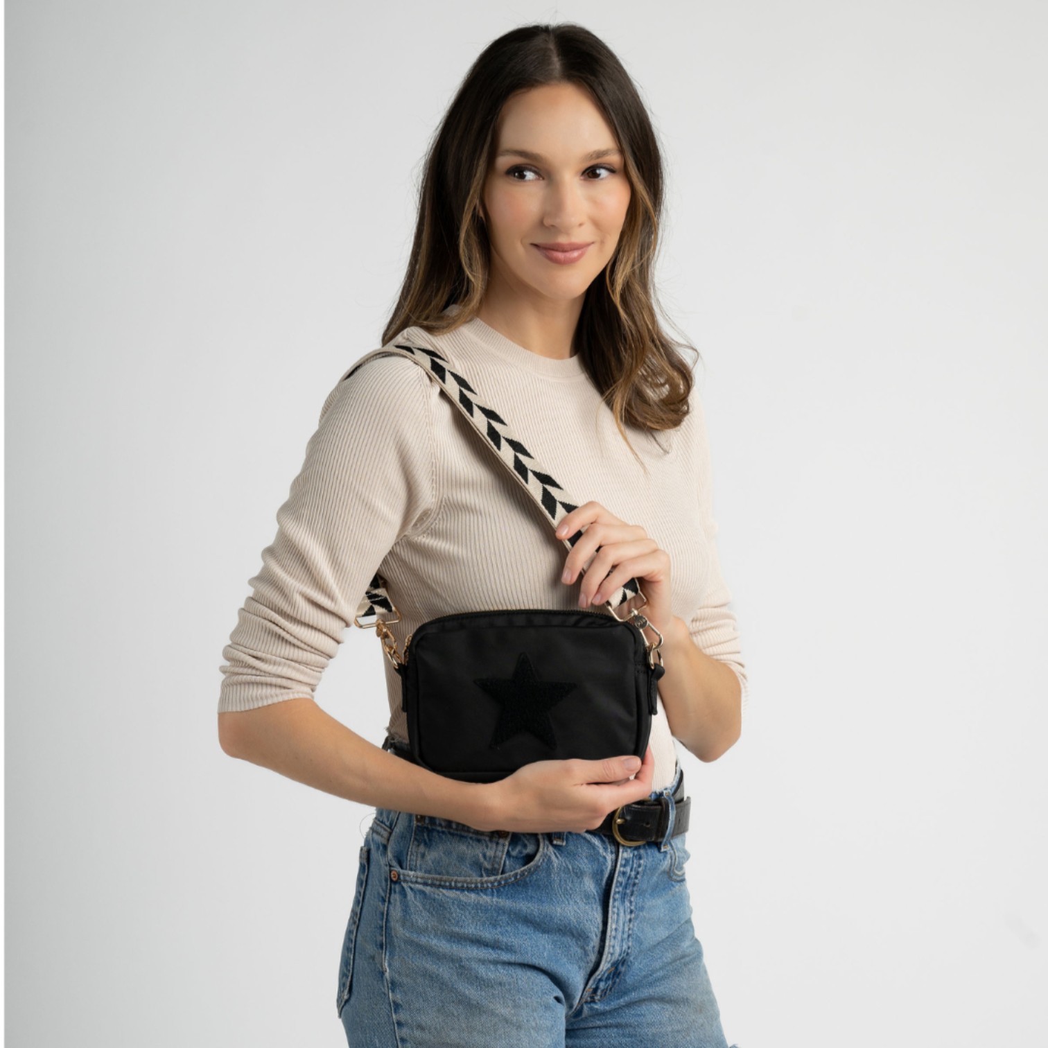 Black Star Medium OG Crossbody with the Rho Strap